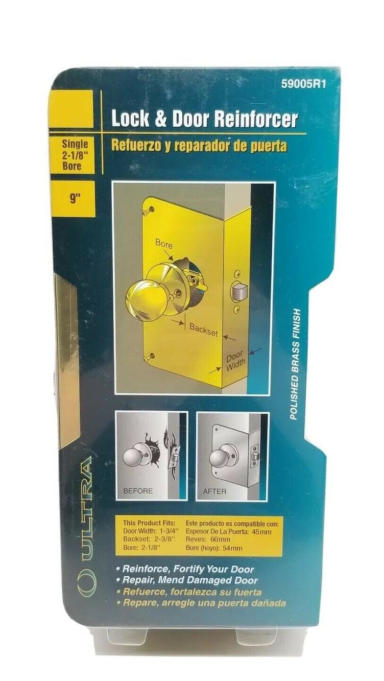 59005R1 9" Light Duty Door Protector 2-3/4" X 1-3/4" Flush Brass Finish, by Ult